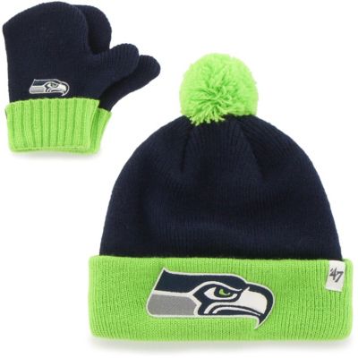 '47 Brand - Infant Seattle Seahawks Bam Bam Cuffed Knit Hat & Mittens Set