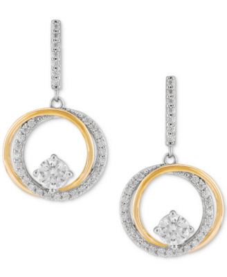 Macy's - Cubic Zirconia Circle Drop Earrings in Sterling Silver & 14k Gold-Plate