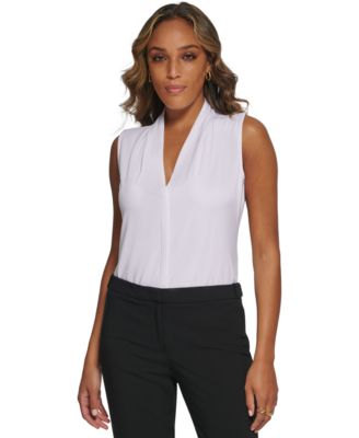 Calvin Klein - Gathered V-Neck Sleeveless Top