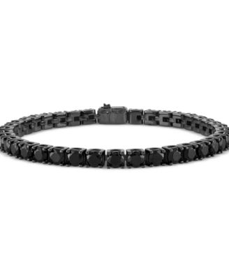Bulova - Men's Icon Black Spinel (1/10 ct. t.w.) Tennis Bracelet in Sterling Silver