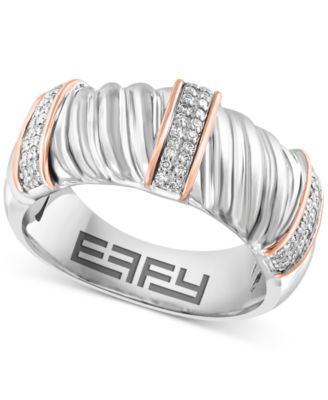 EFFY Collection - Diamond Contrasting Vertical Bar Ring (1/6 ct. t.w.) in Sterling Silver & 14k Rose Gold-Plate