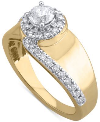 Macy's - Diamond Halo Engagement Ring (3/4 ct. t.w.) in 14k Two-Tone Gold