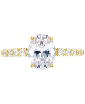 Macy's - Cubic Zirconia Oval Ring in 14k Gold-Plated Sterling Silver