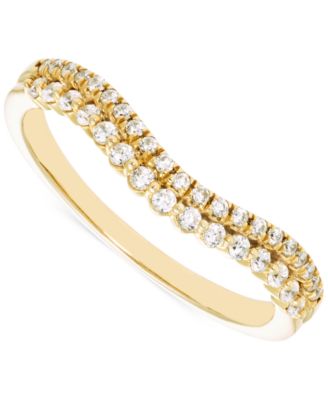 Macy's - Diamond Double Row Wavy Contour Band (1/4 ct. t.w.) in 14k Gold