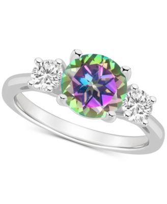 Macy's - Mystic Topaz (2-3/8 ct. t.w.) & White Topaz (5/8 ct. t.w.) Three Stone Ring in Sterling Silver (Also in Pink Topaz)