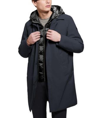 GUESS - Men's Colin Raincoat with Removable Nylon Hooded Inset