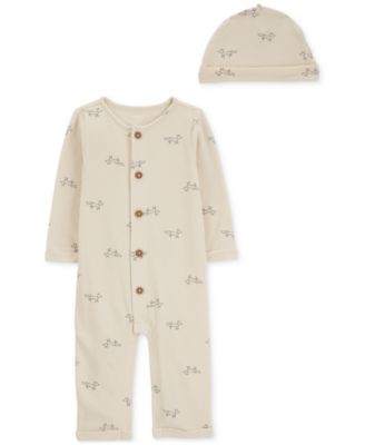 Carter's - Baby Boys 2-Pc. Fox-Print Jumpsuit & Beanie Set