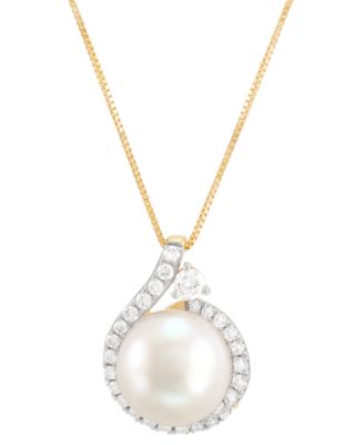 Grown With Love - Cultured Freshwater Pearl (11mm) & Lab Grown Diamond (3/8 ct. t.w.) in 14k Gold