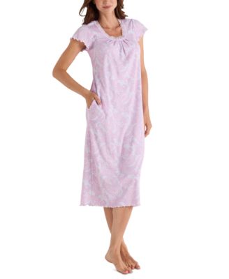 Miss Elaine - Women's Paisley-Print Lace-Trim Nightgown