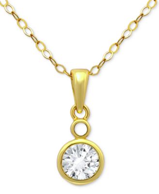 Giani Bernini - Cubic Zirconia (1-1/3 ct. t.w.) Bezel Pendant Necklace in 18k Gold Over Sterling Silver, 16" + 2" extender