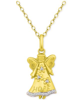 Giani Bernini - Cubic Zirconia Hope Angel Pendant Necklace in 18k Gold-Plated Sterling Silver, 16" + 2" extender