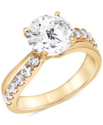 Badgley Mischka - Certified Lab Grown Diamond Solitaire Plus Engagement Ring (3 ct. t.w.) in 14k Yellow Gold
