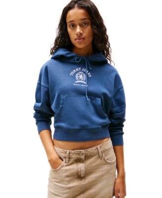 Tommy Jeans - Women's Cropped Varsity Crest Cotton Hoodie Sweatshirt