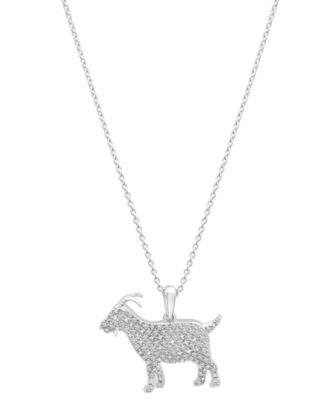 Macy's - Diamond G.O.A.T. Pendant 18" Necklace (1/6 ct. t.w.) in 10k White Gold