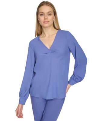 Calvin Klein - Women's Long Sleeve V-Neck Blouse