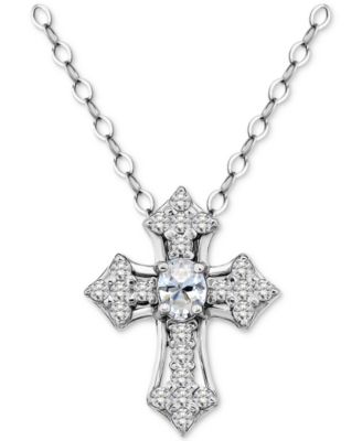 Giani Bernini - Cubic Zirconia Cross Pendant Necklace in Sterling Silver, 16" +2" extender