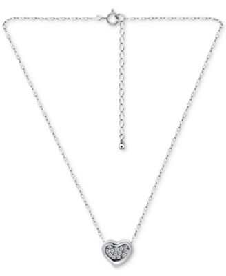 Giani Bernini - Cubic Zirconia Cluster Heart Pendant Necklace in Sterling Silver, 16" + 2" extender