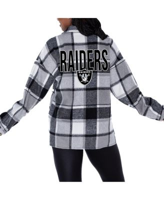 Gameday Couture - Women's  Gray Las Vegas Raiders Fieldside Fun Plaid Button-Up Overshirt