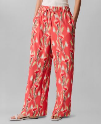 Calvin Klein - Women's Floral-Print Pull-On Drawstring Pants