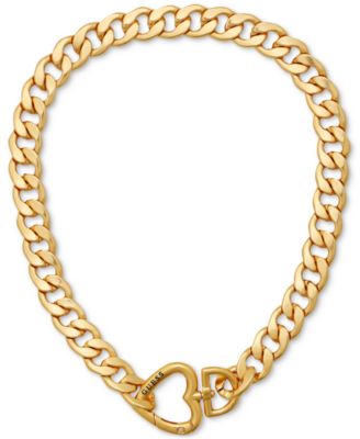 GUESS - Gold-Tone Heart Closure Chunky Open Link 18" Chain Necklace