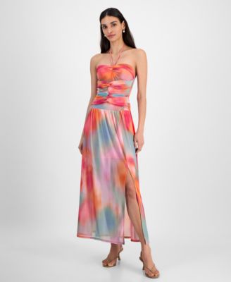 Bar III - Women's Printed Halter Bandeau Maxi Dress