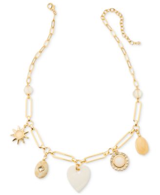 On 34th - Gold-Tone Mixed Stone Charm Statement Necklace, 18" + 3" extender