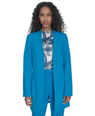 Calvin Klein - Petite Collarless V-Neck Long Blazer