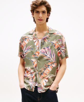 Tommy Hilfiger - Men's Regular-Fit Leaf-Print Camp Shirt