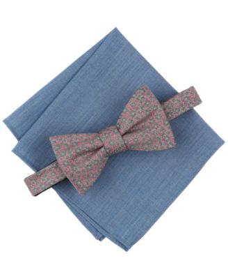 Bar III - Men's Livonia Floral Bow Tie & Solid Pocket Square Set