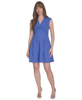 Tommy Hilfiger - Women's Jacquard Twist-Front Tiered Dress