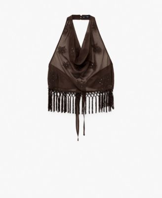 MANGO - Women's Fringed Halter Top