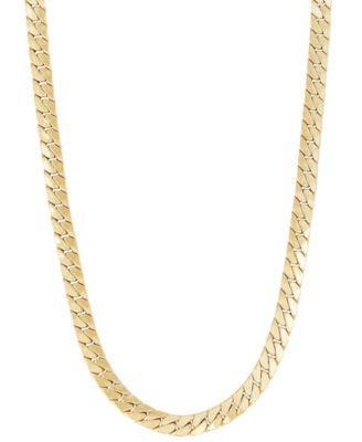 Italian Gold - Flat Cuban Link 22" Chain Necklace in 10k Gold