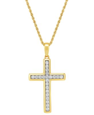 Grown With Love - Lab Grown Diamond Cross 22" Pendant Necklace (1 ct. t.w.) in 10k Gold & White Gold
