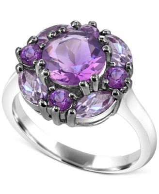 Macy's - Amethyst (2-1/8 ct. t.w.) & Pink Amethyst (7/8 ct. t.w.) Cluster Ring in Sterling Silver