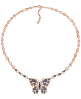 Le Vian - Multi-Sapphire (3-1/2 ct. t.w.) & Diamond (1-3/4 ct. t.w.) Butterfly Pendant Necklace in 14k Rose Gold, 18" + 2" extender