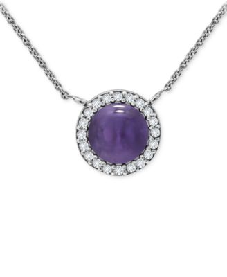 Giani Bernini - Onyx & Cubic Zirconia Halo Pendant Necklace in 18k Gold-Plated Sterling Silver, 16" + 2" extender (Also in Dyed Howlite)