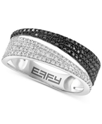 EFFY Collection - Black & White Diamond Pav&eacute; Bypass Statement Ring (1/2 ct. t.w.) in 14k White Gold