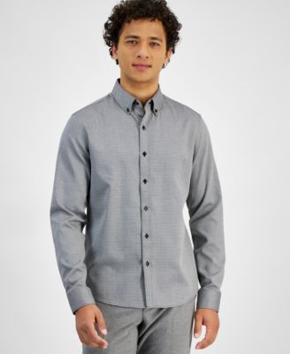 Michael Kors - Men's Slim-Fit Chevron Dobby Button-Down Shirt