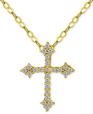 Giani Bernini - Cubic Zirconia Cross Pendant Necklace in 18k Gold-Plated Sterling Silver, 16" + 2" extender