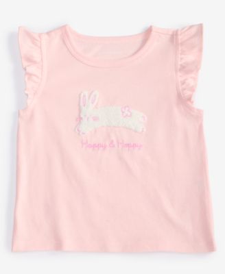 First Impressions - Baby Girls Happy & Hoppy Flutter-Sleeve T-Shirt