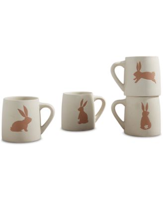 Haven - 16 oz. Bunny Graphic Stoneware Mugs, Set of 4