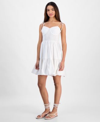 14th Place - Juniors' Cotton Corset Tie-Strap Mini Dress