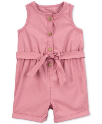Carter's - Baby Girls Sleeveless Cotton Canvas Romper