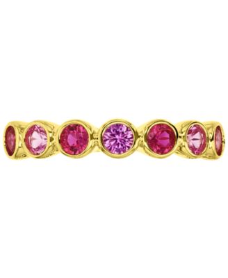 Macy's - Lab-Created Blue Sapphire Stack Ring (1-1/2 ct. t.w.) in 14k Gold-Plated Sterling Silver