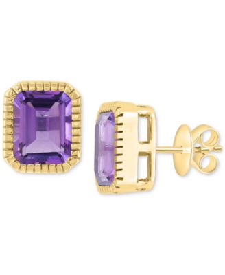 EFFY Collection - Amethyst Emerald-Cut Stud Earrings (5-5/8 ct. t.w.) in 14k Gold-Plated Sterling Silver
