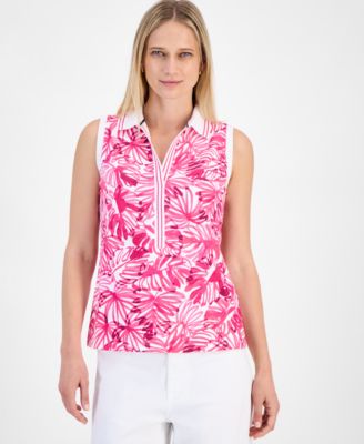 Nautica Jeans - Women's Printed Piqu&eacute;-Knit Sleeveless Top