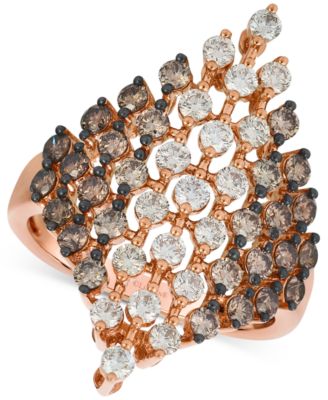 Le Vian - Chocolate Ombr&eacute; Diamond Openwork Cluster Statement Ring (1 ct. t.w.) in 14k Rose Gold