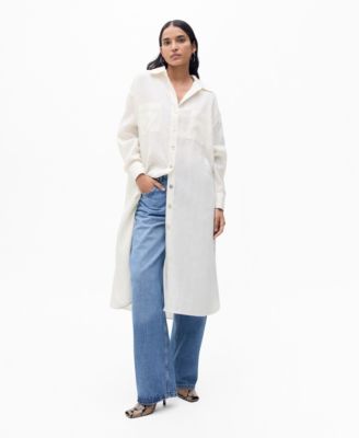MANGO - Women's Linen Long Shirt