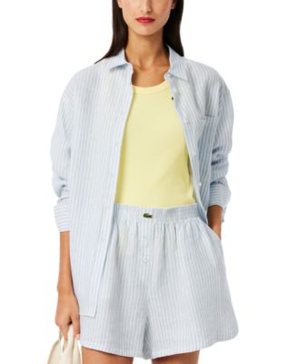 LACOSTE USA - Women's Linen Oversized Striped Shirt