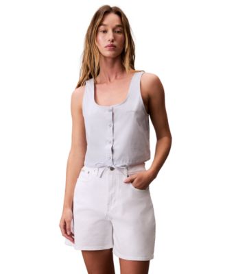 Calvin Klein Jeans - Women's Drawstring-Hem Cropped Tank Top